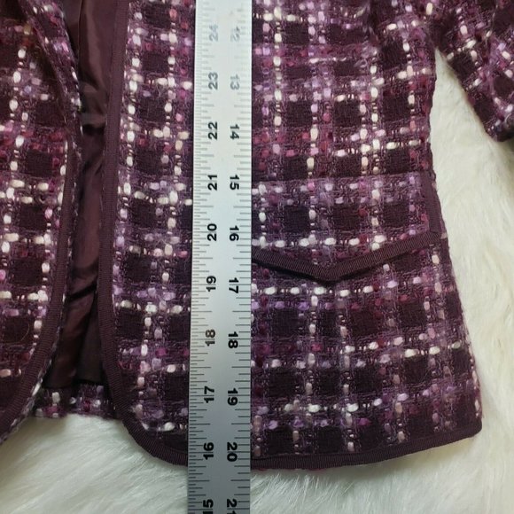 Ann Taylor Purple Tweed Open Blazer Acrylic WOOL - Picture 9 of 10